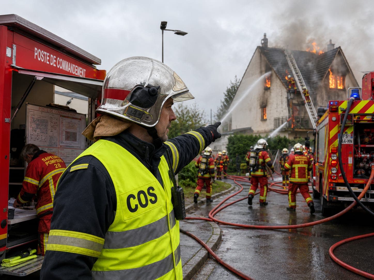 Officier supérieur étudiant un tableau de situation opérationnelle dans une école de commandement.